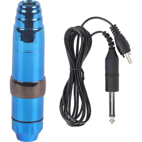 Stylo Tatouage Électrique Professionnel Moteur Puissant - Interface RCA Bleu pour Artistes Tatoueurs (1/5)