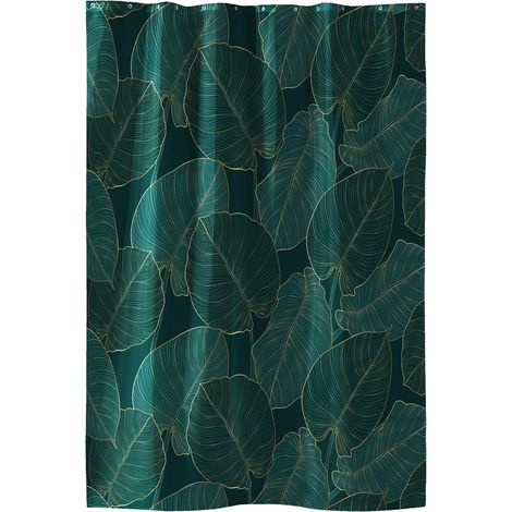 Rideau de Douche avec Crochets (180 x 200 cm) Jade Vert, Polyester Imprimé (1/2)