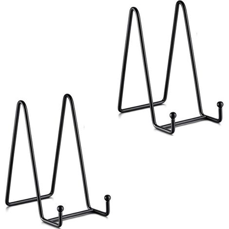 Présentoir à assiettes - Noir - Lot de 2 - Support pour assiettes décoratives - Présentoir à assiettes (1/5)