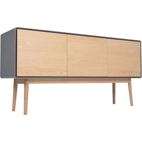 Buffet décor bois de chêne et gris pieds chêne massif - FLIT 3509 (1/5)