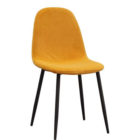 Sillas - Silla Teok Black Terciopelo - Amarillo