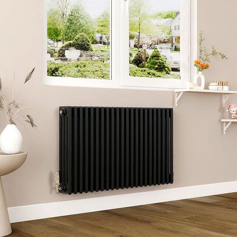 AICA 600x1010mm Black Horizontal Traditional Radiator Cast Iron 4 Column Heating UK (1/5)