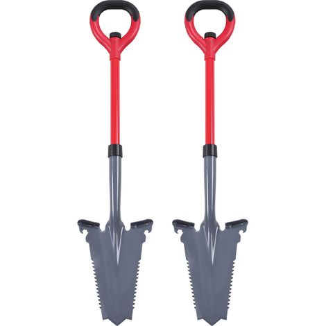 Randaco 2 palas con sierra para raíces Pala multiusos con punta cortante Mango ergonómico  para terrenos duros  Rojo