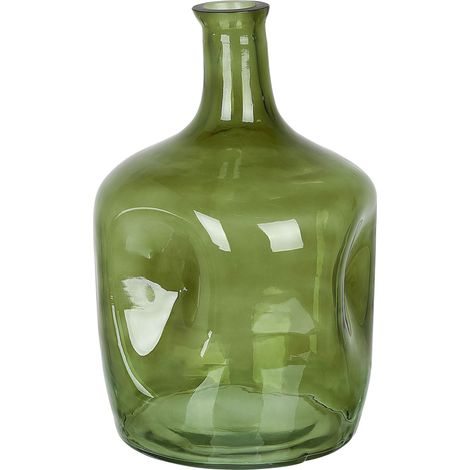 Flower Vase KERALA Glass 30 cm Olive Green