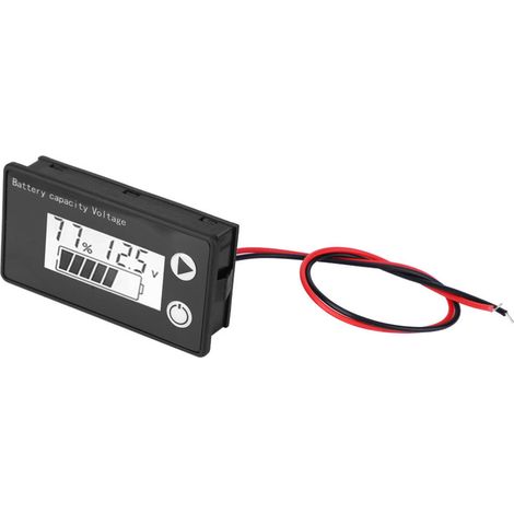 Indicateur de capacité de batterie LCD 12V, testeur de batterie au lithium, voltmètre numérique universel (10-100V, alarme blanche)