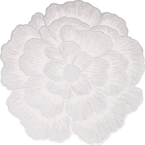 Set mit 5 PVC-Tischsets mit Blumenmuster, hitzebeständig und rutschfest, wärmeisolierend für Küche und Esszimmer, 38 cm (Silberne Pfingstrose) (1/5)