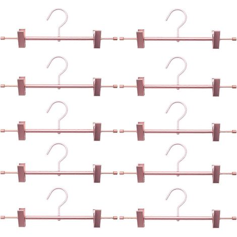 Set mit 10 stabilen Kleiderbügeln für Hosen und Röcke, roségoldener Clip, strapazierfähige Metalloberfläche, für den täglichen Gebrauch (1/5)