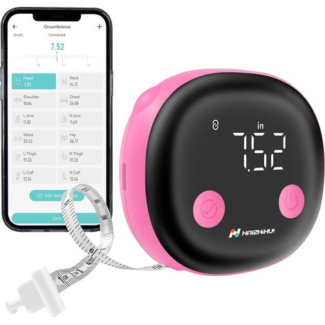 Cinta métrica inteligente Herramienta Bluetooth para medir el IMC y la grasa corporal con pantalla LED HD y retracción automática Rastreador de fitness y pérdida de peso para cintura/caderas/ (1/5)
