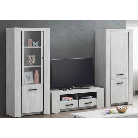 Ensemble TV contemporain chêne blanc Curtis (1/2)