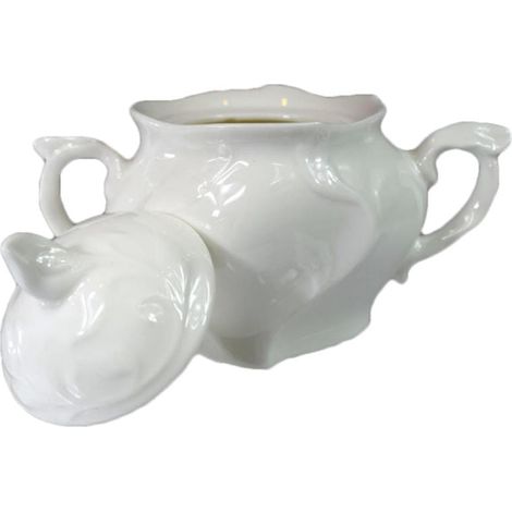 Zuckerdose aus Porzellan für das Tischset „Weiße Eleganz“ (1/2)
