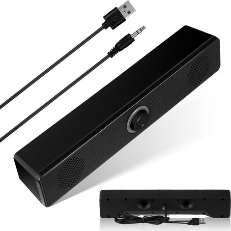 Petite Barre de Son Noire en Plastique Compacte et Portable, Système Audio Facile à Utiliser pour Télévision et Ordinateur (1/5)