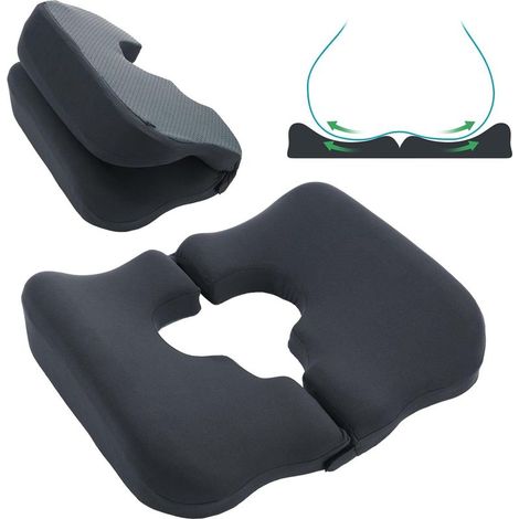 Coussin Hémorroïdes, Coussin Coccyx, Coussin en Mousse Mémoire, Coussin Donut à Ouverture Centrale, Pliant et Confortable, pour Chaise de Bureau, Siège Auto et Confort Quotidien (1/5)
