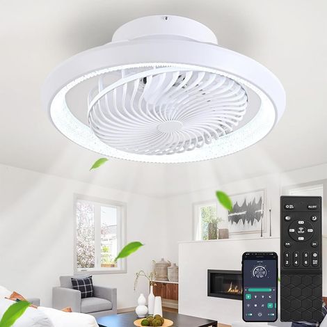 49cm Ventilateur Plafond avec Lumiere et Télécommande, Silencieux Ventilateur Plafond, Rotatif à 360°, 6 Vitesses, Dimmable LED Plafonnier Ventilateur Pour Salon, Chambre, 3000-6500K. Blanc [Classe én