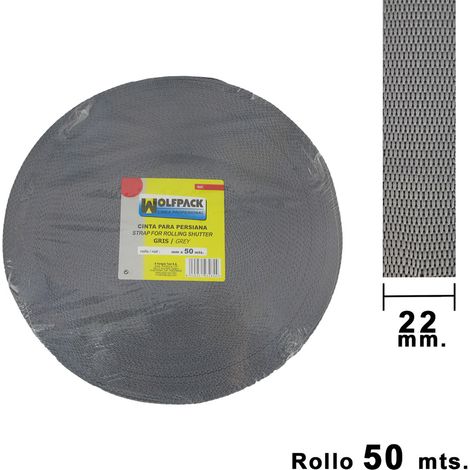 Grauer Rollladengurt Wolfpack 22 mm. 50 Meter Rolle