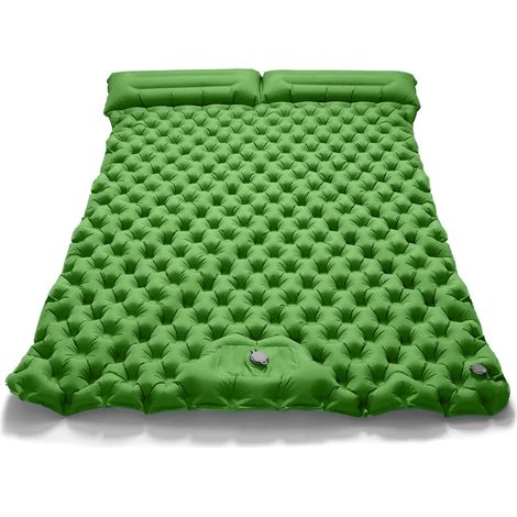 Matelas gonflable double de camping (vert), ultraléger et pliable (1/5)