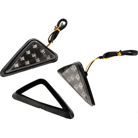 2x Clignotants Moto 12V Triangle Europe Encastré LED Ambre Fumé, Feux de Signalisation Motocycle (1/5)