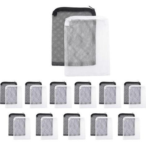 24 pièces de aquarium Filter sac Media Mesh Filter sac Reusable Mesh sac pour Granular Carbon, Bioball blanc et noir (1/5)