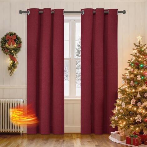 2 Pièces Rideau Occultant, Effet Lin Thermique, 140x240 Cm, Oeillets Inox, Pour Chambre Salon (1/5)