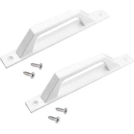 (Blanc) Poignée droite blanche en aluminium 2 pièces, adaptée aux portes coulissantes ou aux portes battantes de passage, pratique et confortable (1/4)