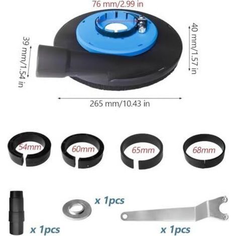 Hotte d'aspiration professionnelle pour meuleuse d'angle 230 mm - kit d'aspiration et de collecte des poussières, ponceuse à béton, hotte de protection contre la poussière pour fraise (1/4)