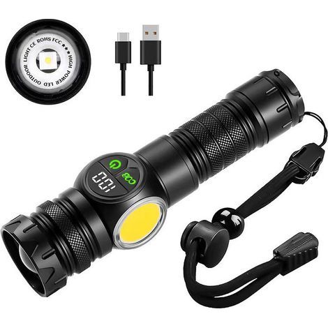 Magnetische Taschenlampe – Wiederaufladbare LED-Taschenlampe – Tragbare Taschenlampe – Schwarz (1/5)