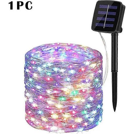 Guirlande lumineuse solaire LED extérieure de 32 m étanche pour jardin féérique multicolore 100 LED 1 pièce (1/5)