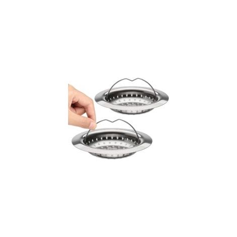 2 filtri per lavello con manici, filtro per lavello in acciaio inox con manico, griglia per lavello, diametro 110 mm, facile da pulire - Crezuo