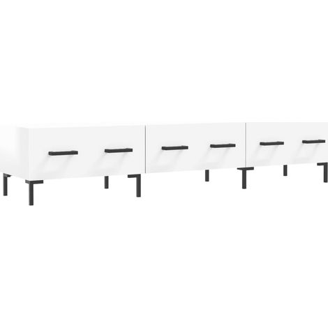 Meuble TV multimédia étagère télévision buffet téléviseur salle à manger salon chambre brillant 150 x 36 x 30 cm bois d'ingénierie blanc