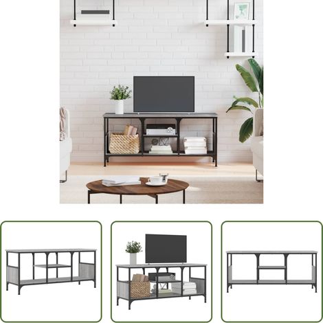Holzwerkstoff - TV-Schrank Grau Sonoma 100x35x45 cm Holzwerkstoff & Eisen (1/5)