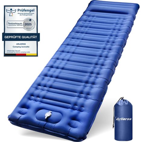 Matelas Gonflable Autogonflant avec Oreiller Étanche Portable pour Voyage, Plage, Tente, Sac de Couchage - Bleu (1/5)