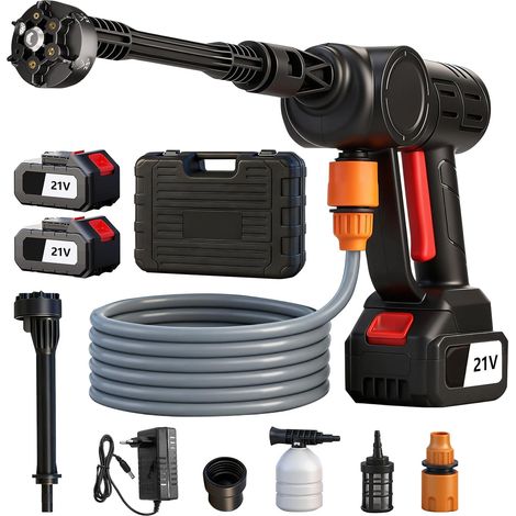 Cordless Pressure Washer, Portable Pressure Washer Gun with 6 in 1 Adjustable Nozzle, 10 M Hose, High Pressure Gun with 2 Batteries for Cleaning Cars, Floors (1/5)