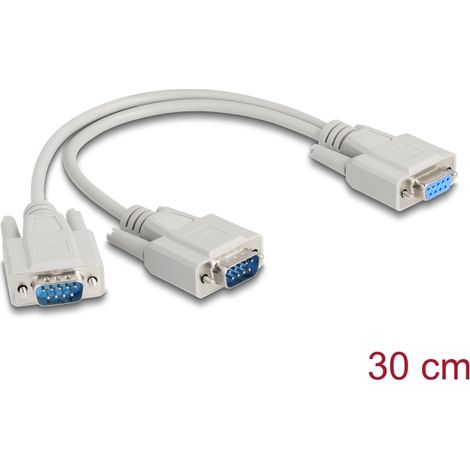 Delock Cable adaptador en Y D-Sub9 1 x hembra a 2 x macho con tornillos 30 cm