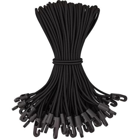 – Lot de 50 tendeurs élastiques 25 cm – Crochets en plastique pour bâche – Caoutchouc résistant aux intempéries – Applications camping et jardin (1/5)