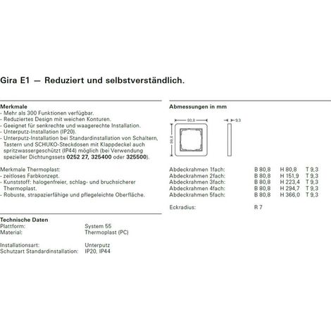 Cadre de finition Giro 0212152 2 postes anthracite E1