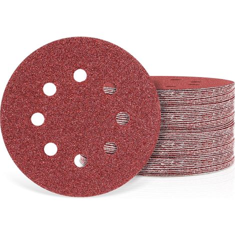 Lot de 30 disques abrasifs ronds de 125 mm à 8 trous pour ponceuse excentrique (avec grain 40/60/80/120/240/320) (1/5)