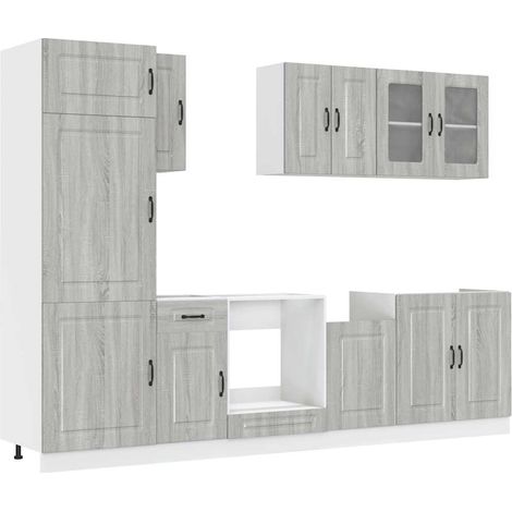 vidaXL Set Mobili da Cucina 8 pz Kalmar Grigio Sonoma in Truciolato (1/5)