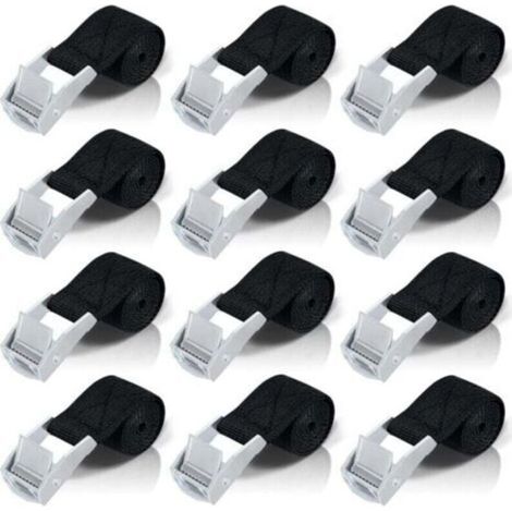 50cm Sangle D'arrimage, 12pcs Sangle À Cliquet Avec Boucle De Serrage En Alliage De Zinc Pour Fixation Moto/Voiture/Porte Vélo/Bagage/Déménagement Puissance De Traction (1/4)