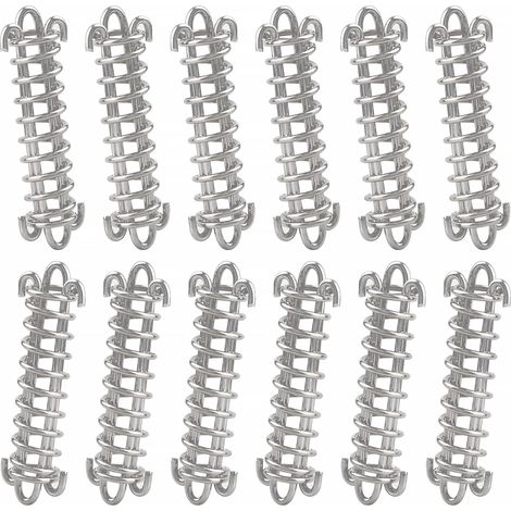 12pcs Heavy Duty Tent Rope, Stainless Steel Spring Rope Buckle, for Tarpaulin, Tent, Metal Grille (1/5)