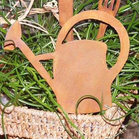 Arrosoir Décoratif à Suspendre en Métal avec Patine de Rouille Naturelle Vintage 12 x 14 cm - PANGIVO