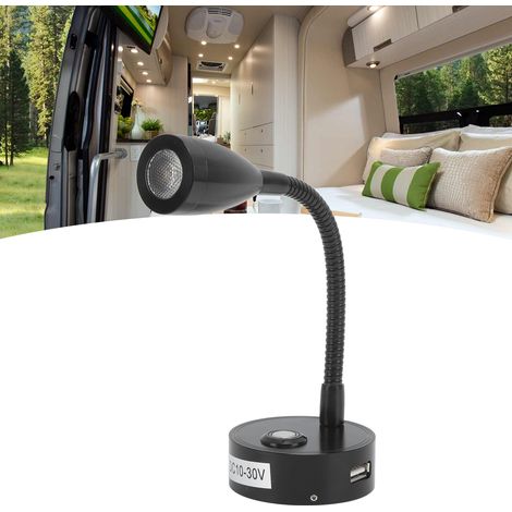 Lampe de lecture pour camping-car/yacht/bateau 10-30 V CC avec variateur tactile LED et éclairage tricolore (Réf. : PY-RV102) Noir (1/5)