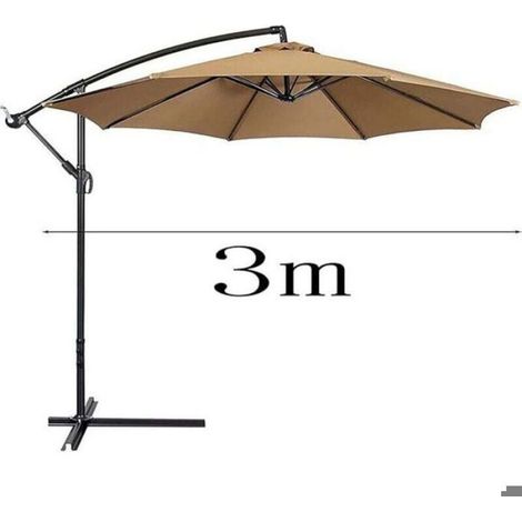 Toile De Remplacement Pour Parasol - Ø 3 M - Ronde - 8 Baleines - Imperméable Anti-Uv - Blanc Cassé - 1 Pièce (1/4)