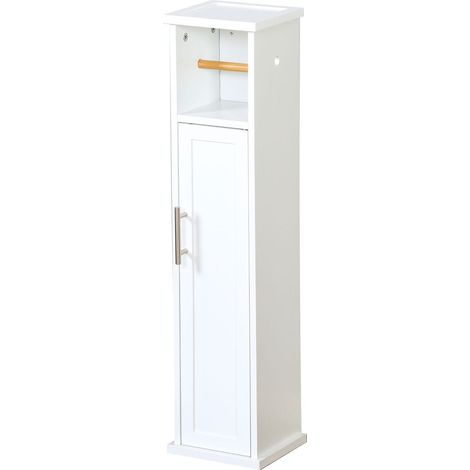Floordirekt – Meuble de salle de bain Wisconsin – MDF blanc – 3 compartiments – Dimensions 18,5 x 17,2 x 76,7 cm – Design moderne et résistant à l'humidité