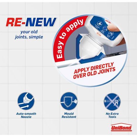 UniBond RE-NEW White Silicone Sealant 80ml - High-Quality, Durable, and Easy-to-Apply Sealant for Home and Professional Use (1/5)