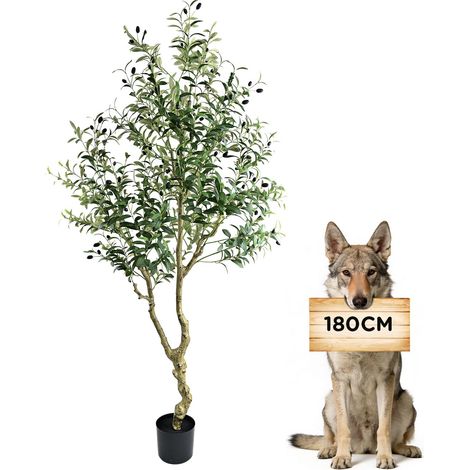 Olivier artificiel - 180 cm - Plantes artificielles luxuriantes - Décoration pour salon, chambre à coucher, bureau (1/5)