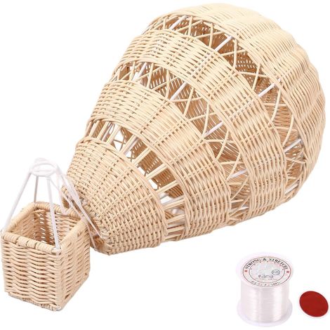 Mongolfiera in rattan intrecciata a mano per la cameretta dei bambini. Decorazione murale per bambini. Accessorio per foto a tema cattivi. (1/5)