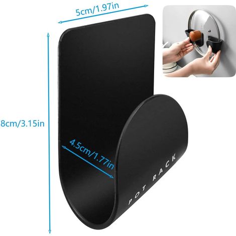 Porte-murs de couvercle en pot 10 pièces porte-poêle, porte-couvercle en pot auto-adhésif porte de placard sans forage (noir) (1/4)