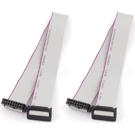 16-polige IDC-Flachbandkabel – 2er-Pack – Robustes Kunststoffgehäuse – 30 cm langes Festplattenverlängerungskabel – Für PC und Elektronik – Schwarz, 2,54 mm² (1/2)