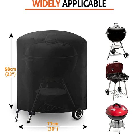 Housse de Barbecue Ronde Noir Imperméable Anti-Poussière, Protection BBQ Résistante aux Intempéries, Couvre-Grill de Jardin, Taille Universelle (1/5)