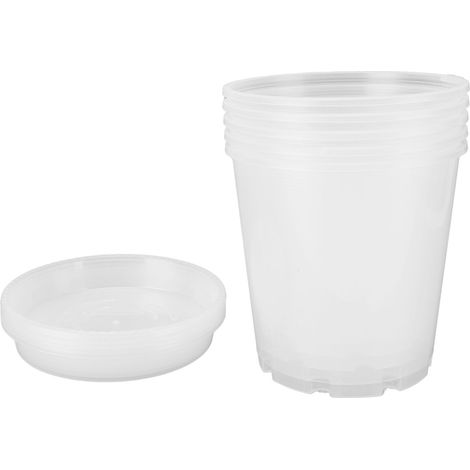 5 Ensemble de Pots d'orchidées avec Trous et Soucoupes Pot de Plante en Plastique Transparent Respirant pour Jardin intérieur extérieur Grand NF180 180 Transparent