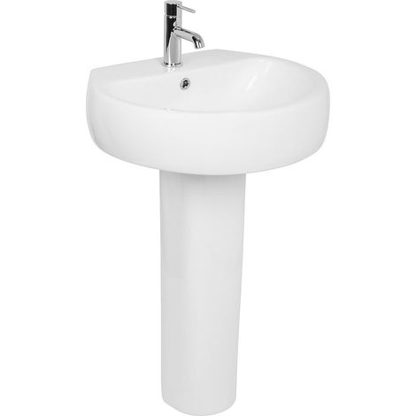 Bathroom Fixture Cloakroom Full Pedestal 560mm Basin Compact Single Tap Hole Sink